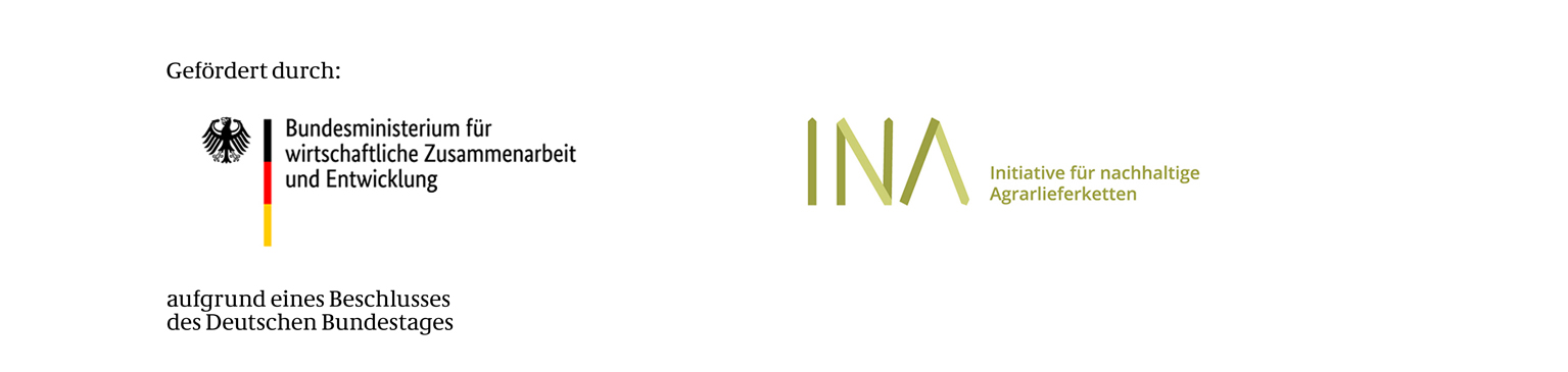  Logo des Bundesministeriums für wirtschaftliche Zusammenarbeit und Entwicklung und das INA Logo Initiative für nachhaltige Agrarlieferketten