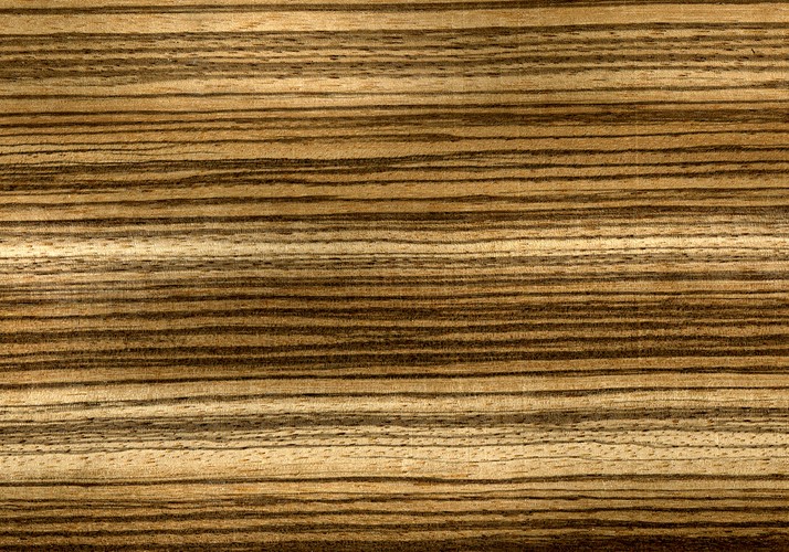 Ein Brett aus dem Tropenholz Zebrano mit typischer Maserung